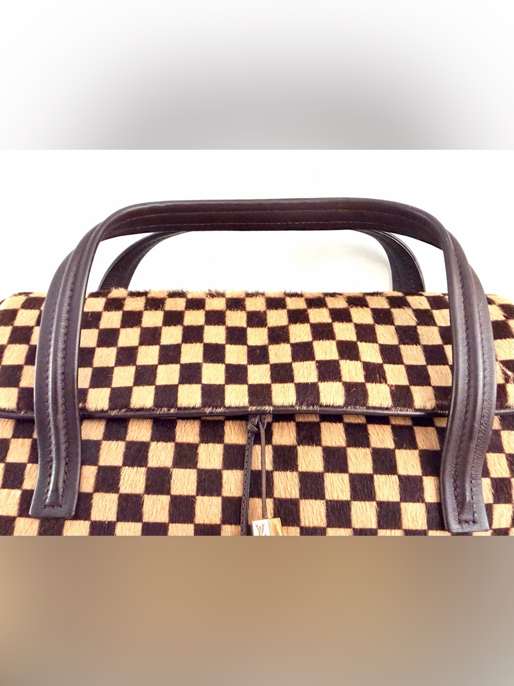 LOUIS VUITTON Damier Sauvage Lion M92131 Calf Hair Handbag Rare - Picture 6 of 16